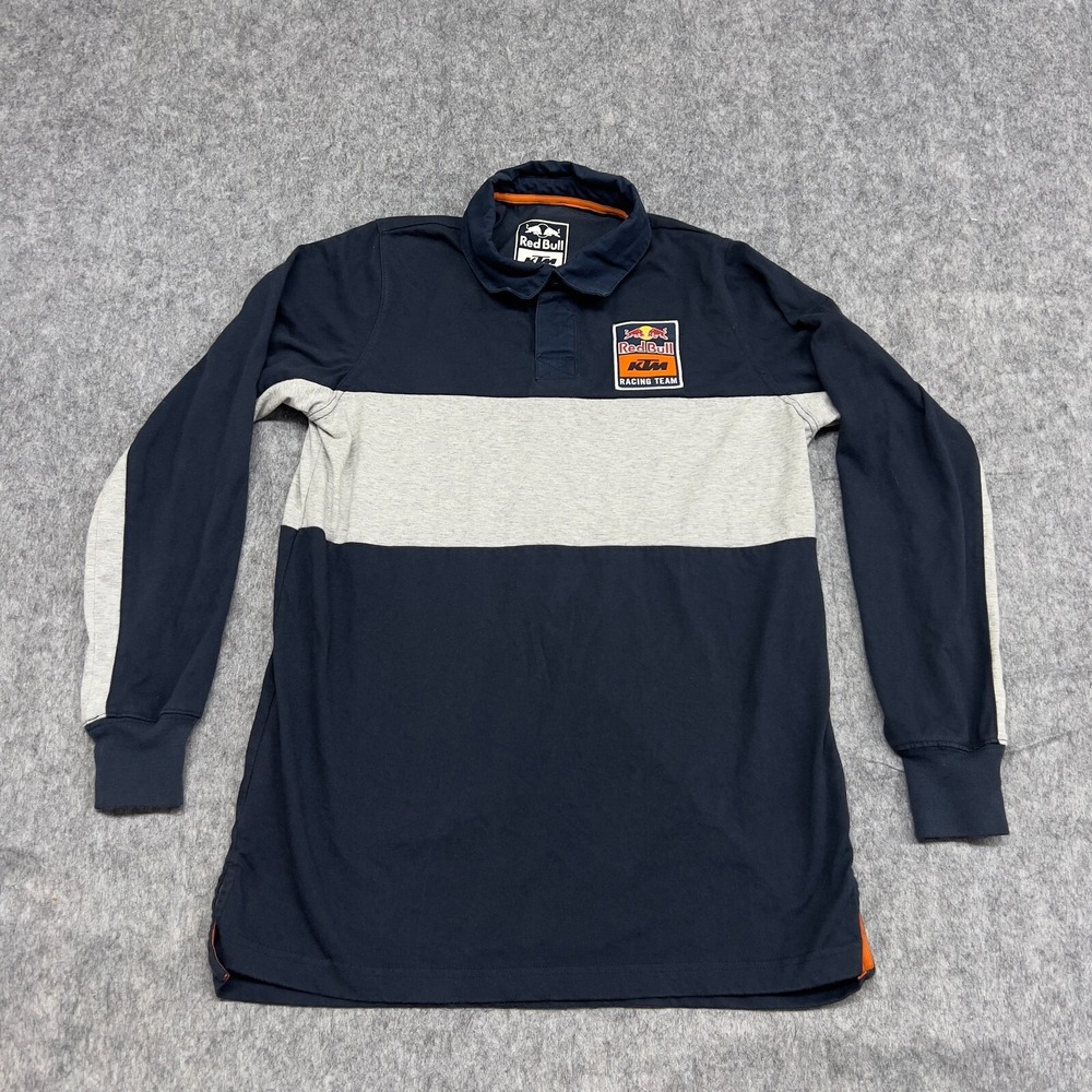 KTM Red Bull Polo Shirt Mens S Colorblock Motocross Racing Team Long Sleeve